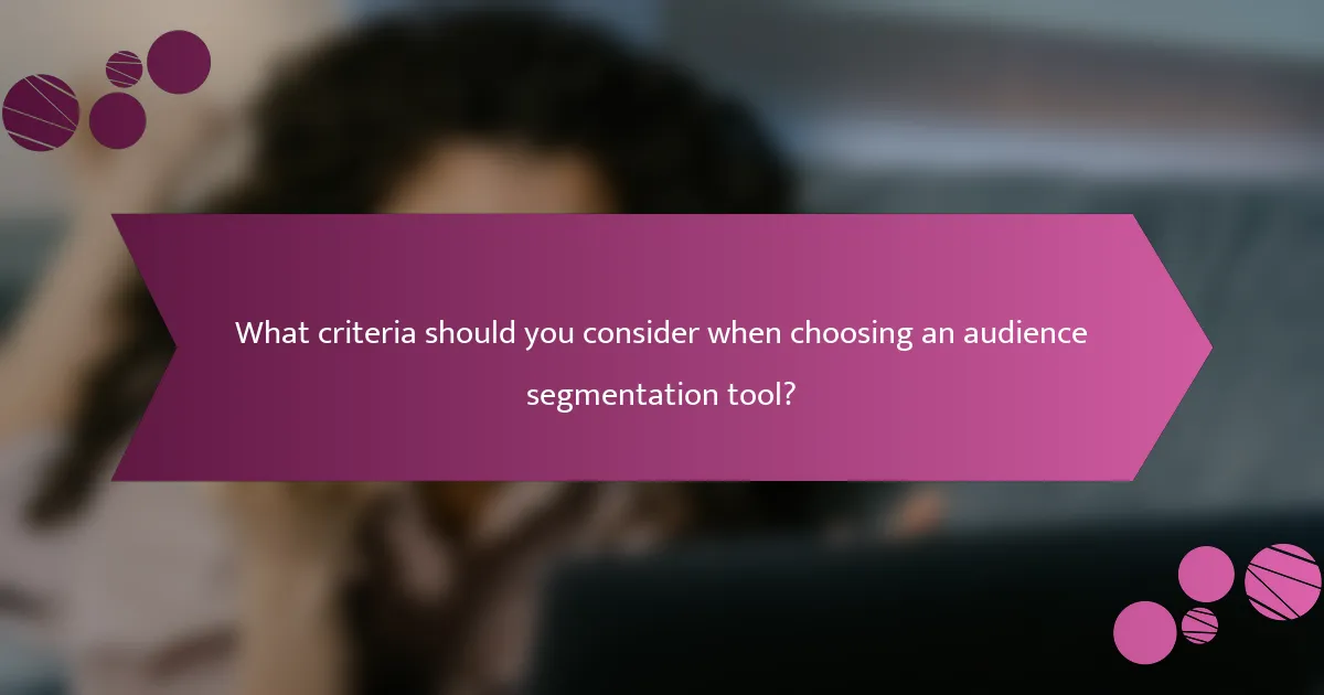 What criteria should you consider when choosing an audience segmentation tool?
